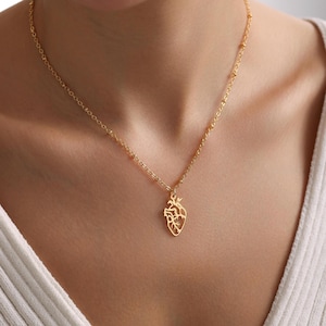 Gold Plated Dainty Anatomical Hert Pendant Necklace, Real Human Heart Necklace, Pendant Necklace, Mom Gift, Doctor Nurse Gift, Gift for her
