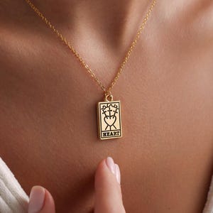 Collana con carte dei tarocchi, cuore, sole, collana con tarocchi della fortuna, collana stregata, collana spirituale, collana mistica, regalo per lei, regalo di Natale