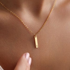 Personalized Tiny Bar Initial Tag Necklace, Custom Bar Letter Necklace, Personalized Necklace, Gift for her, Christmas Gift, Birthday Gift