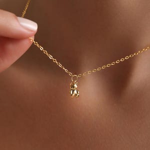 Gold Plated Minimalist Bear Necklace, 3D Puff Bear Necklace, Mini Tiny Bear Necklace, Animal Necklace, Gift for her, Christmas Gift, Gifts