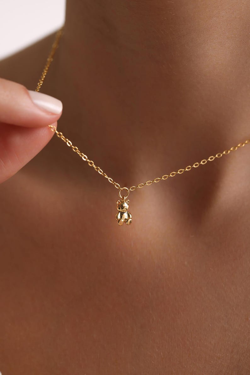 Gold Plated Minimalist Bear Necklace, 3D Puff Bear Necklace, Mini Tiny Bear Necklace, Animal Necklace, Gift for her, Christmas Gift, Gifts