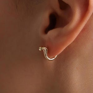 Gold Plated Pave Cobra Snake Huggie Hoop Earrings, Pave Snake Earrings, Animal Earrings, Perfect Gift for her, Minimalist Everday Earrings