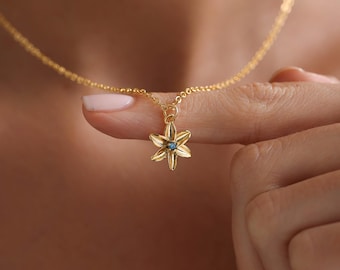 Personalized Tiny Birthflower Pendant Necklace, Birthstone Necklace, Flower Necklace, Mom Gift, Bridesmaid Gift for her, Christmas Gift