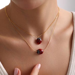 Handmade Murano Glass Ladybug Necklace, Cute Ladybug Necklace, Luck Necklace, Murano Necklace, Gift for her, Christmas Gift, Lampwork Glass