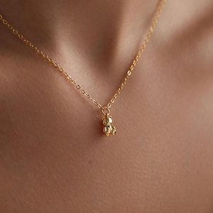 Gold Plated Minimalist Bear Necklace, 3D Puff Bear Necklace, Mini Tiny Bear Necklace, Animal Necklace, Gift for her, Christmas Gift, Gifts