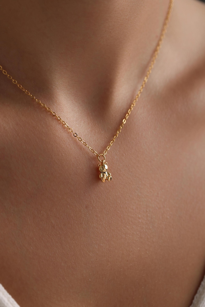 Gold Plated Minimalist Bear Necklace, 3D Puff Bear Necklace, Mini Tiny Bear Necklace, Animal Necklace, Gift for her, Christmas Gift, Gifts