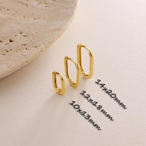 18K Gold Plated Rectangle Hoop Stacking Earrings, set of 1,2 or 3 pairs, Tiny Huggie Hoop Geometric Earrings, Gift for her, Everyday Earring