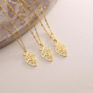 Gold Plated Dainty Anatomical Hert Pendant Necklace, Real Human Heart Necklace, Pendant Necklace, Mom Gift, Doctor Nurse Gift, Gift for her