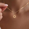 Gold Tiny Sunshine Pendant Necklace, Sunburst Necklace, Sun Necklace, Celestial Necklace, Christmas Gift for her, Gifts, Everyday Necklace