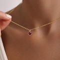 Personalized Tiny Heart Birthstone Necklace, Minimalist Heart Necklace, Love Necklace, Valentine's Day Gift, Christmas Gift, Gift for her