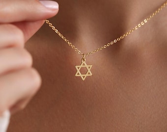Gouden kleine Davidster ketting, sierlijke Joodse ster ketting, Joods geloof ketting, Israël ketting, Magen David ketting, cadeau voor haar