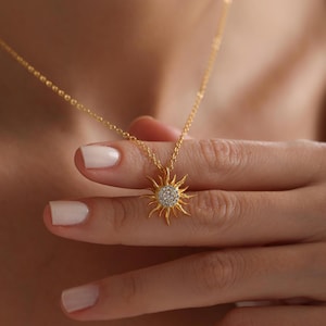 Gold Plated Sunbeam Pave Necklace, Sun Necklace, Celestial Necklace, Sunshine Necklace, Everyday Necklace, Gift for her, Christmas Gift