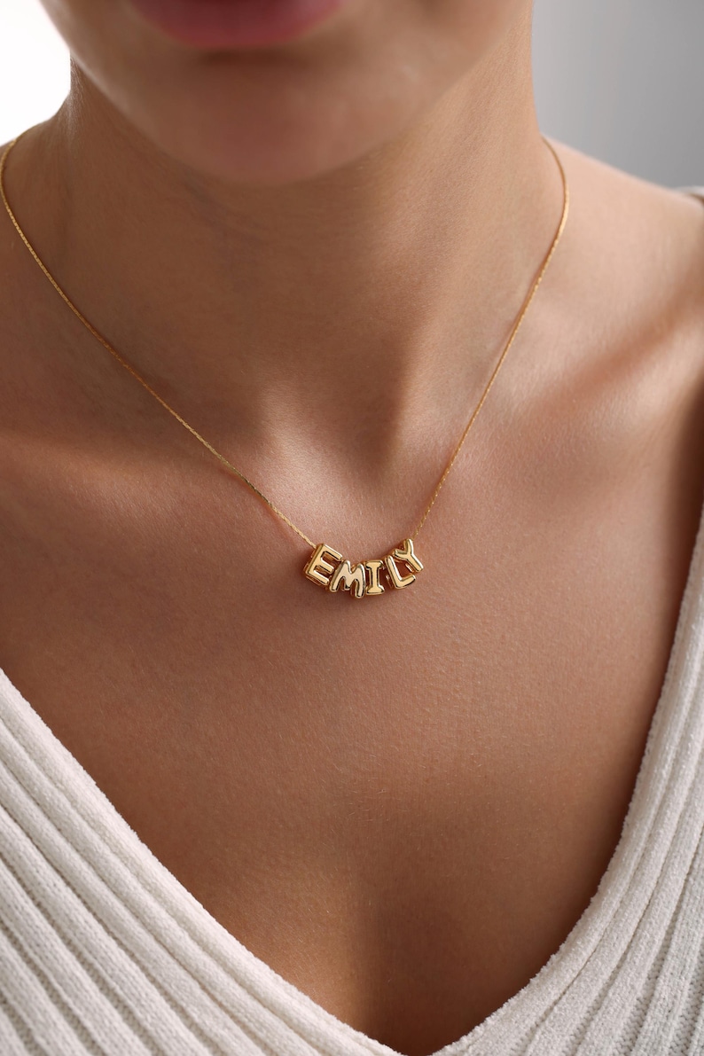 Personalized Tiny Balloon Initial Name Necklace