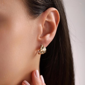 18K Gold Plated Dome Huggie Hoops, Chunky Hoop Earrings, Domed Earrings, Gold Bold Huggie, Gift for her, Everyday Earring, Women Earrings