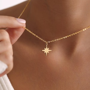 Gold Plated Tiny North Star Pendant Necklace, Celestial Necklace, Minimalist Star Necklace, Polaris Necklace, Gift for her, Christmas Gift