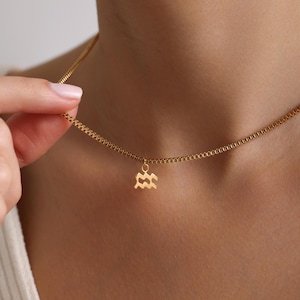 Spersonalizowany minimalistyczny naszyjnik ze znakiem zodiaku, naszyjnik z horoskopem, złoty malutki naszyjnik ze znakiem zodiaku, spersonalizowany prezent, prezent dla niej, prezent świąteczny