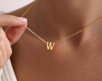Personalisierte Mini Buchstabe Halskette, Benutzerdefinierte kleine Anfangskette, Minimalistische Buchstabenkette, Geschenk für sie, Weihnachtsgeschenk, Mutter Geschenke