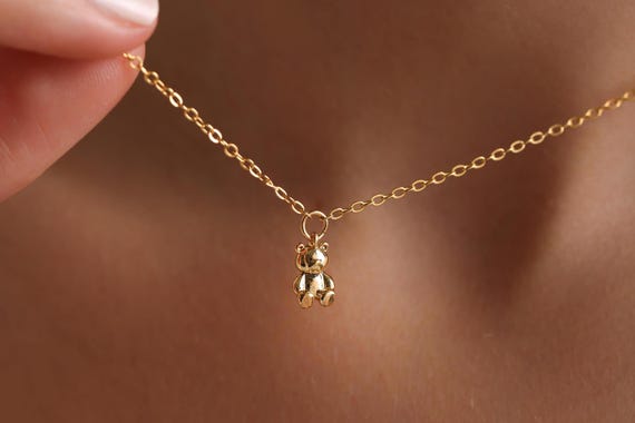 Gold Minimalist Bear Necklace, 3D Puff Bear Necklace, Mini Tiny Bear Necklace, Animal Necklace, Gift for her, Christmas Gift, Gifts