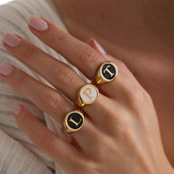 Enamel Letter Rings Buy 16-17mm Adjustable Personalized Enamel