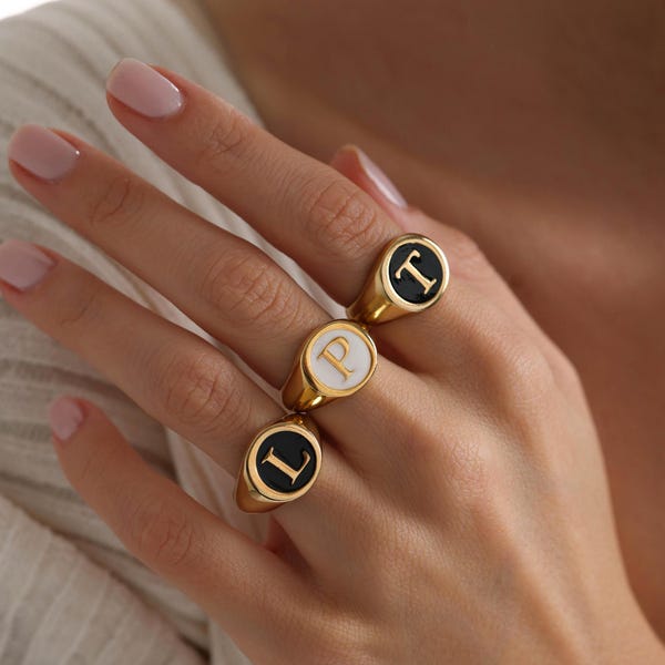 Letter Ring - Etsy