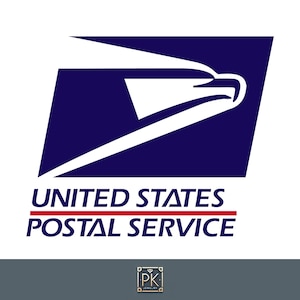 May include: The United States Postal Service logo features a blue rectangle with a white eagle in flight. The text "UNITED STATES POSTAL SERVICE" is below the eagle.