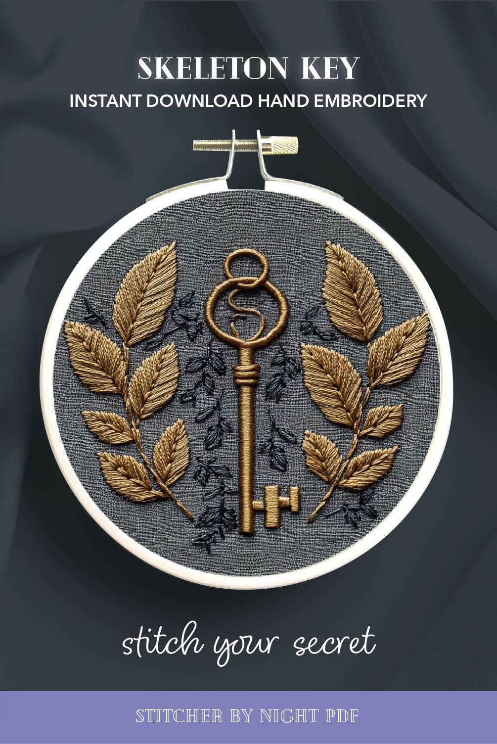 Skeleton Key Embroidery Design * Magic Key Creations * Gothic Hand ...