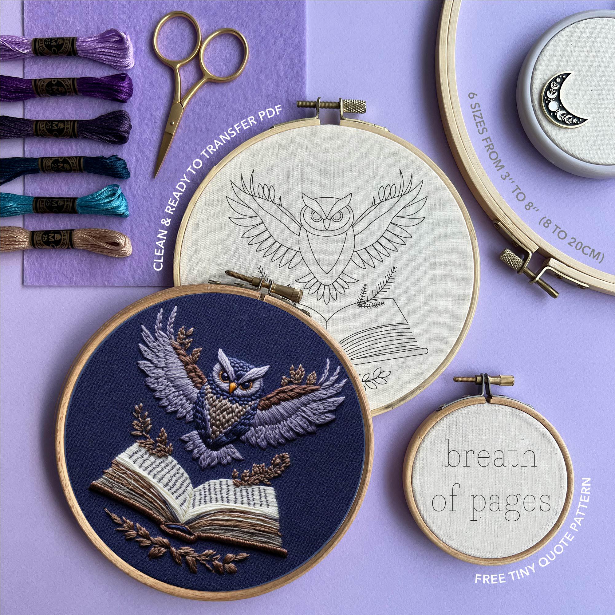 Owl Hand Embroidery Pattern * Open Book Hoop Art * Magic Book ...