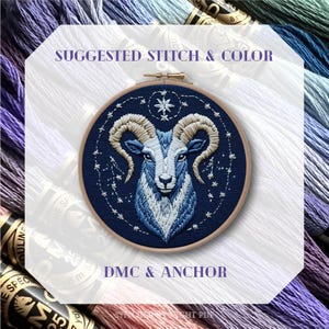 zodiac aries embroidery design * astrology embroidery gift * blue star sign hoop art * cosmic zodiac PDF hand embroidery pattern image 6