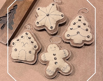 Filzmuster Lebkuchen * Weihnachtsornamente mit Paillettenstickerei * anfängerfreundlich