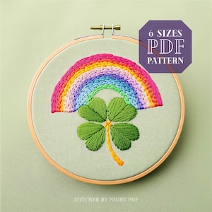 rainbow clover embroidery design * lucky shamrock embroidery hoodie *  four leaf clover embroidery pattern *  saint patrick design