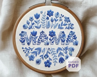 floral mama embroidery design * boho lettering * mother day ornament * hand embroidery pattern PDF