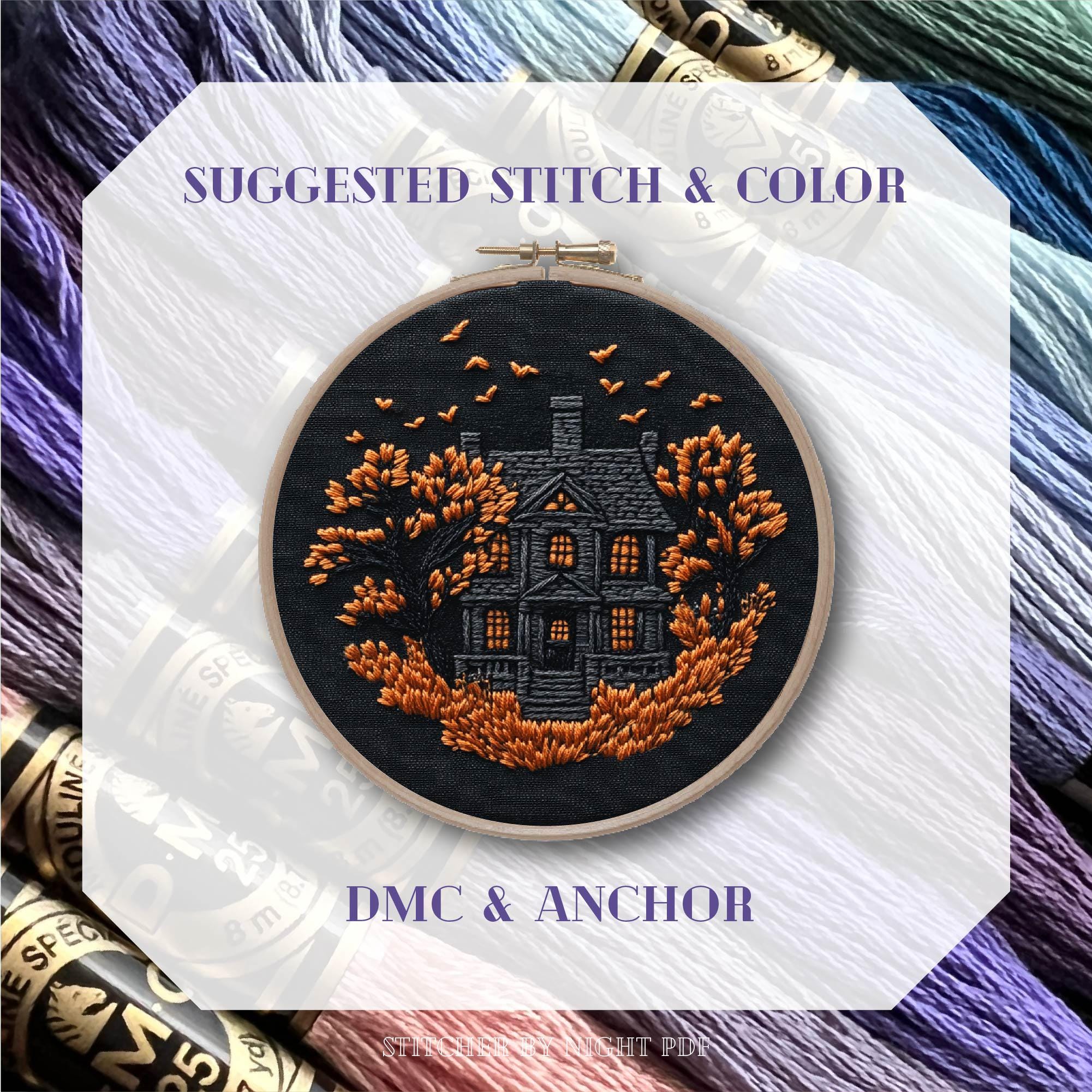 Haunted House Embroidery Design * Diy Halloween Decor * Haunted Mansion ...
