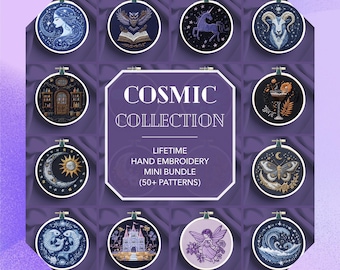 cosmic embroidery design pack * magical mystic creations * hand embroidery patterns PDF (extraordinary creatures, celestial elements...)