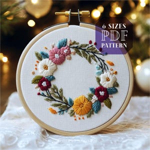 folk flower wreath embroidery design * wild flowers embroidery file * floral wreath embroidery design * cottagecore floral embroidery