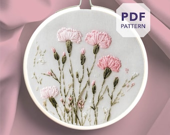 Rosa Nelke Stickdatei * Januar 2020 Stickmuster * Geburtsgeschenk der Geburt Nelke * Stickdatei Nelke *