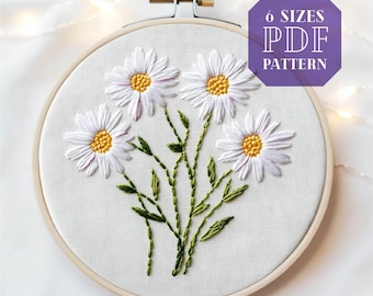 daisy embroidery design PDF * april birth flower ornament * diy wildflower gift * oopsie daisy hand stitching pattern