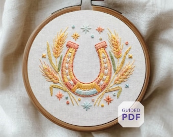 horseshoe embroidery design * lucky ornament * dissolvable embroidery pdf