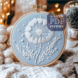 dandelion embroidery design* dandelion make a wish embroidery * monochrome flower hand embroidery pattern * one color embroidery designs