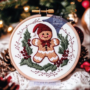 christmas gingerbread man embroidery file * gingerbread face embroidery * gingerbread embroidery designs * christmas hand embroidery design