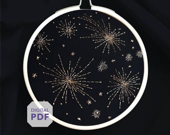 twinkle stars embroidery design PDF * handmade constellation decor * cosmic ornament * holiday hand stitching pattern