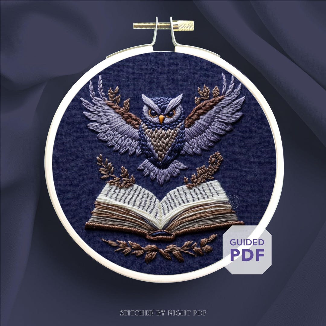 Owl Hand Embroidery Pattern * Open Book Hoop Art * Magic Book ...