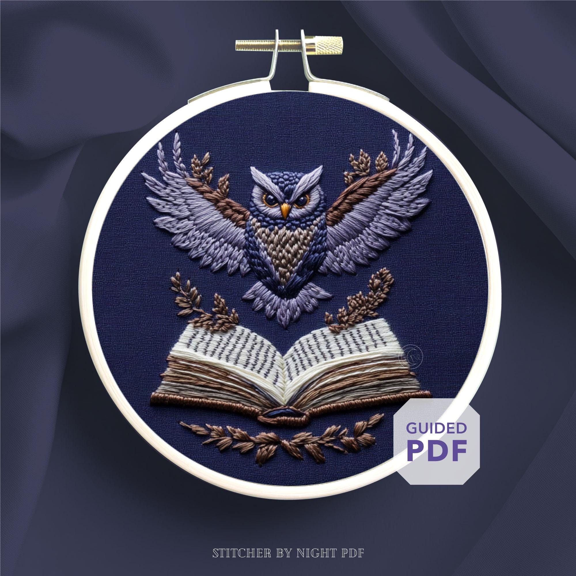 Owl Hand Embroidery Pattern * Open Book Hoop Art * Magic Book ...