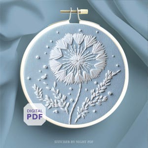 Diseño de bordado de diente de león* Adorno de diente de león para pedir un deseo* Patrón de bordado a mano de flores silvestres* Descarga instantánea en PDF