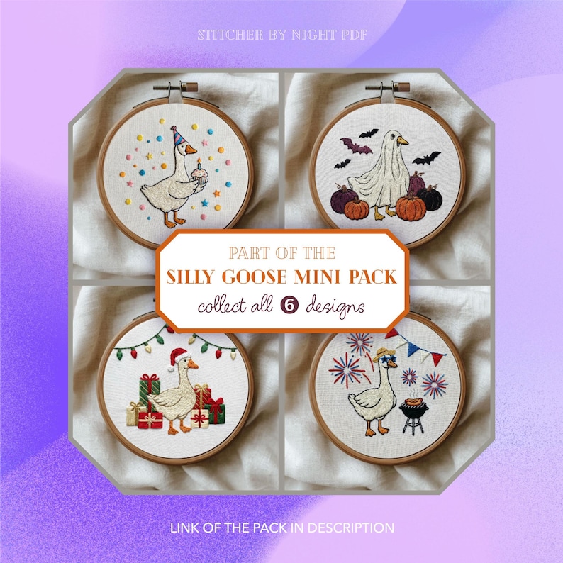 birthday goose embroidery design PDF • bday cupcake candle ornament • Funny Party Decor • Cute Farm Animal Gift • Celebration Hand Stitching image 5