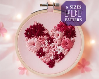 floral heart embroidery design * great love embroidery gift * flower heart embroidery * self love embroidery * valentine embroidery design