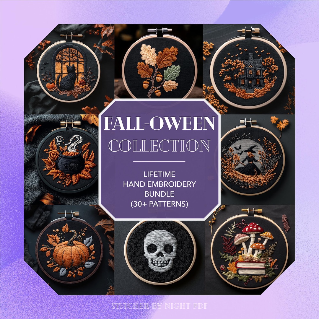 Halloween Mega Bundle Embroidery Design * Spooky Fall Hand Embroidery ...