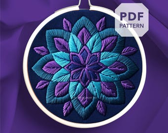 mandala hand embroidery pattern * handmade zen meditation decor * sacred geometry mandala offering *  simple mandala embroidery design