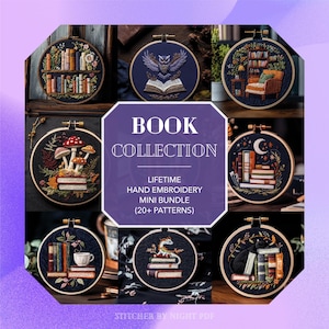 pacchetto di ricamo di libri * pacchetto di ricamo di libri * disegno di ricamo per libreria * ricamo per amanti dei libri * accesso a vita