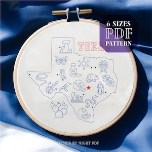 Motif de broderie du Texas * Broderie de contour du Texas * Broderie de carte d'état * Motifs de broderie d'état du Texas * Ornement d'état du Texas