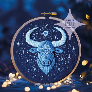 projekt haftu byka * gwiazdozbiór byka * wzory haftu zodiakalnego * haft astrologiczny * wzory haftu ręcznego ze znakami zodiaku
